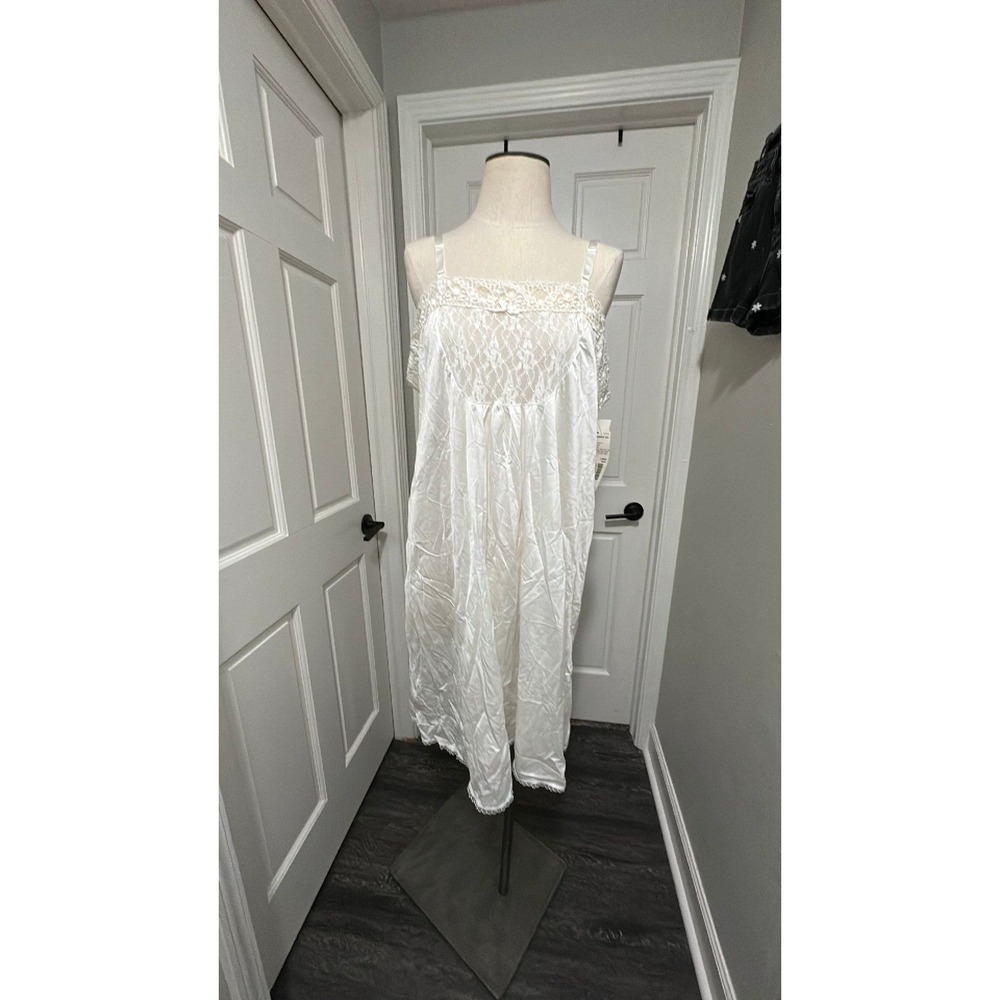 Sears Take Nine Vintage Maternity Slip White Lace Trim Nylon Tricot Large 38/40